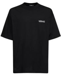 Versace - T-shirt Aus Baumwolljersey Mit Logo - Lyst