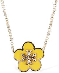 Tory Burch Kira Enamel Flower Pendant Necklace - Yellow