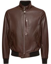 Tom Ford - Brown High-neck Zip-up Jacket In Leather Man - Lyst