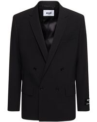 MSGM - Double Breast Wool Blend Jacket - Lyst