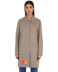 Calvin Klein Cappotto In Misto Cotone Check - Neutro