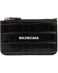 Balenciaga - Croc Embossed Leather Card Holder - Lyst