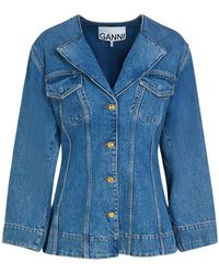 Ganni - Cutline Slim-fit Denim Jacket - Lyst