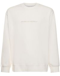 Brunello Cucinelli - Embroidered Logo Cotton Sweatshirt - Lyst