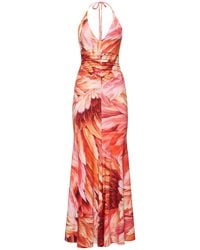 Roberto Cavalli - Printed Lycra V-neck Long Dress - Lyst