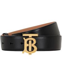 Burberry 35mm Tb Leather Belt - Black
