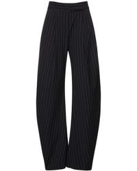 The Attico - Gary Pinstriped Wool Wide Pants - Lyst