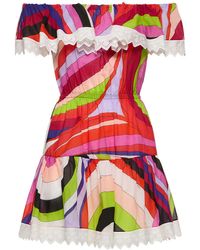 Emilio Pucci - Iride Printed Off-Shoulder Mini Dress - Lyst