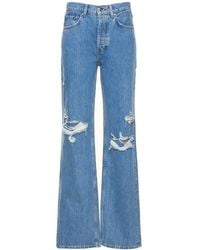 Anine Bing - Gio Distressed Denim Straight Jeans - Lyst