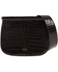 Max Mara Silvia2 Croc Embossed Leather Bag - Black
