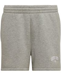 Anine Bing Zane Logo Cotton Blend Shorts - Gray