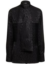 Versace - Logo Jacquard Silk Twill Shirt W/Scarf - Lyst
