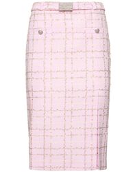 Alessandra Rich - Sequined Checked Tweed Low Waist Skirt - Lyst