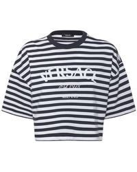 Versace - Striped Jersey Crop T-shirt - Lyst