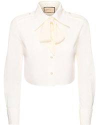 Gucci - Cotton Shirt W/Bow - Lyst