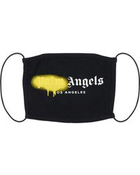 Palm Angels Máscara De Algodón Con Logo Spray "los Ángeles" - Negro