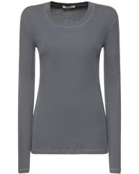 Lemaire - Rib Cotton Long Sleeve T-Shirt - Lyst