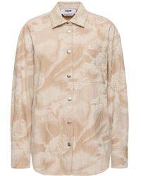 MSGM - Printed Cotton Blend Shirt - Lyst