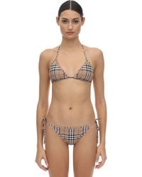 Burberry Bikini Aus Stretch-lycra Mit Karodruck - Natur