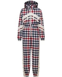 Perfect Moment Stoke Star Gingham Hooded Jumpsuit - White