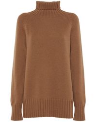 Max Mara Cashmere & Wool Knit Turtleneck Sweater - Brown