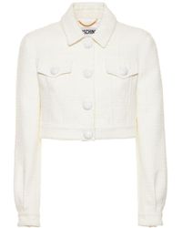 Moschino Cotton Blend Tweed Crop Jacket - White