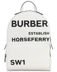 Burberry Rucksack aus beschichtetem Canvas mit Horseferry-Aufdruck - Weiß