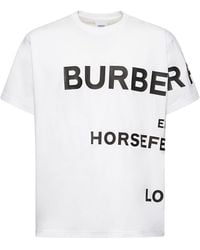 Burberry - T-shirt oversize in jersey di cotone con logo stampato - Lyst