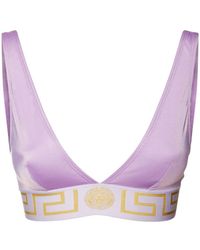 Versace Greek Motif Bikini Top - Purple
