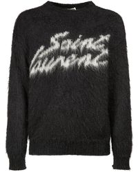 Saint Laurent - Mohair-wool Logo Sweater - Lyst