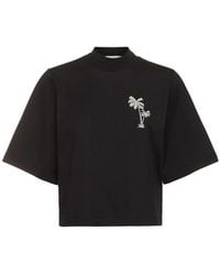 Palm Angels - Bauchfreies T-shirt Aus Baumwolle "palmen" - Lyst