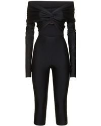 ANDAMANE - Kendall Shiny Lycra Long Sleeve Jumpsuit - Lyst