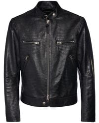 Tom Ford - Lizard Embossed Leather Biker Jacket - Lyst