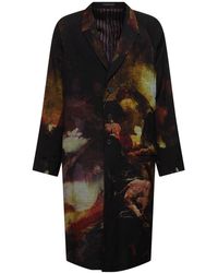 Yohji Yamamoto - Abrigo largo de lino estampado - Lyst