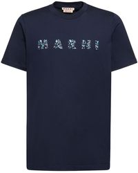 Marni - Floral Logo Print Cotton Jersey T-Shirt - Lyst