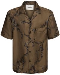 Nanushka - Printed Silk Twill Bowling Shirt - Lyst