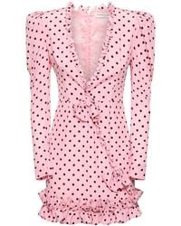 Alessandra Rich - Polka Dot Print Ruffled Silk Mini Dress - Lyst