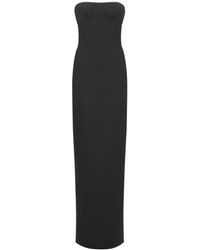 Saint Laurent Wool Bustier Gown - Black