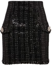 Balmain - Glittered Tweed Mini Skirt - Lyst
