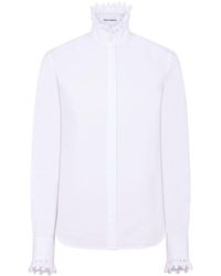 Rabanne - Cotton Poplin Shirt W/ Broderie Details - Lyst