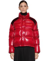Moncler Piumino "Chouette" In Nylon Laqué - Rosso