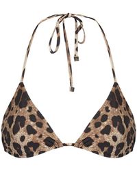 Dolce & Gabbana - Leopard Print Jersey Bikini Top - Lyst