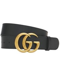 Gucci - Belt Gold Double G Buckle Leather 397660 4cm (GGB1001) - Lyst
