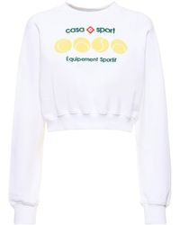 Casablancabrand - Felpa cropped casa sport in jersey - Lyst