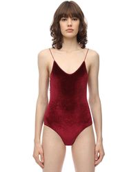 Oséree Badeanzug Aus Samt Mit Spitzenborte - Mehrfarbig