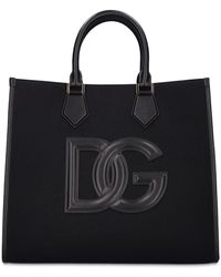 Dolce & Gabbana Leder Kleine Tragetasche Aus Leder Und Canvas Mit Logo in Schwarz für Herren Herren Taschen Shopper 