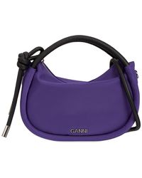 Ganni Small Knot Recycled Tech Top Handle Bag - Purple