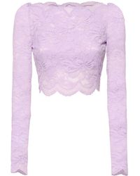 Rabanne - Long Sleeve Lace Crop Top - Lyst