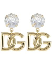 Dolce & Gabbana - Boucles d'oreilles à clip en cristaux logo dg - Lyst