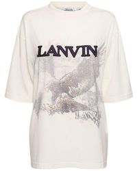 Lanvin - Kurzärmliges T-shirt Aus Bedruckter Baumwolle - Lyst